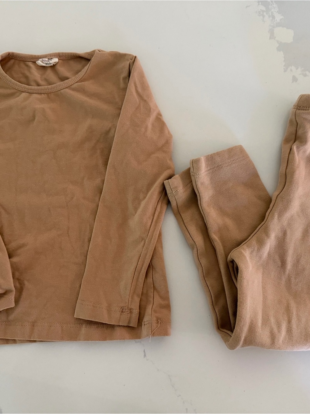 Kids Long Sleeve Top & Leggings Set - Tan